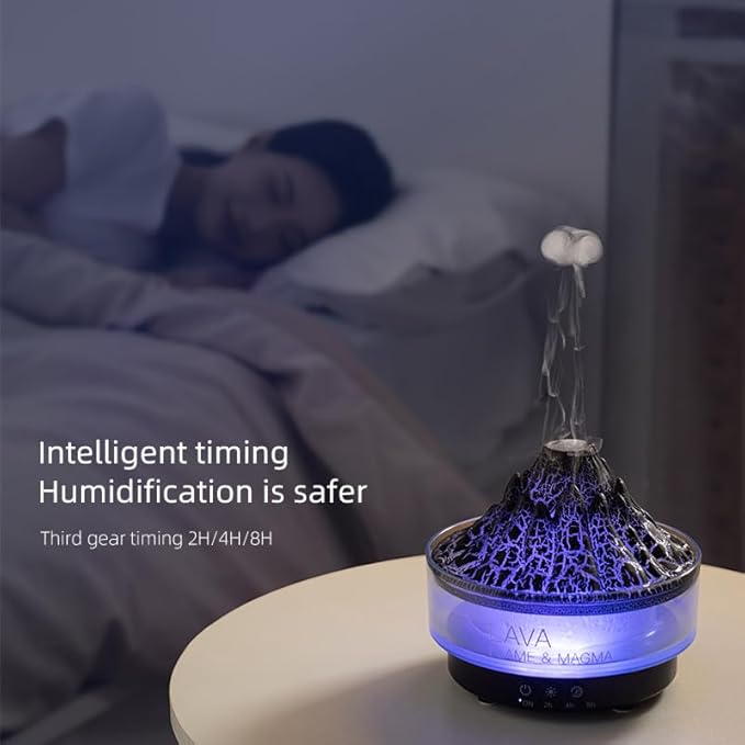 Essential Oil Diffuser Aromatherapy Volcanic Diffuser Humidifier 260ml Cold Mist Portable Humidification with Remote Control Seven Color Lights and Auto-Off Safety Switch-Light