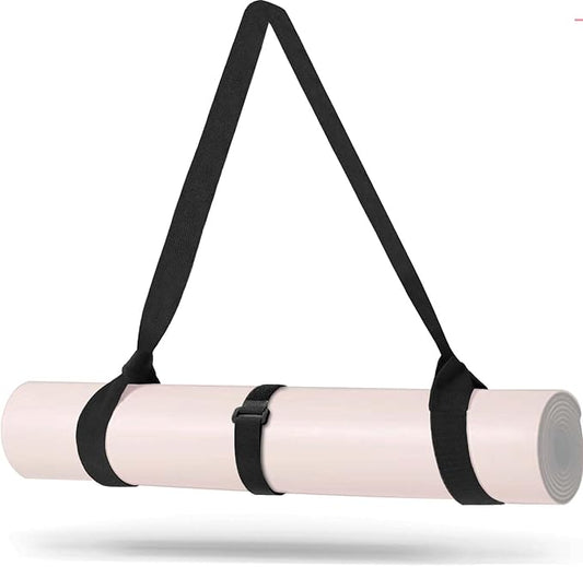 MRZZATA Yoga Mat Carrier Strap - Adjustable Thick and Wide Strap for Carrying Mat or Stretching, Black-FlexoryFit