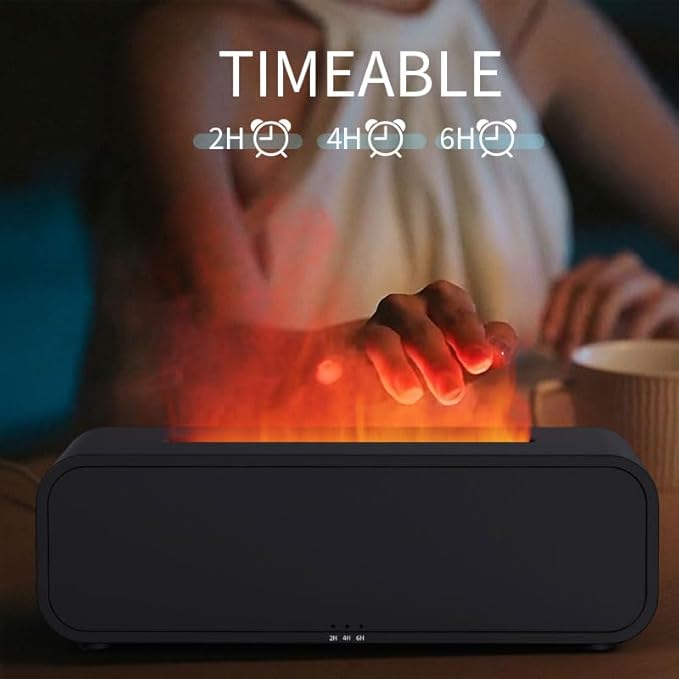 Dream Color Flame Diffuser Humidifier, Music Sync Ultra-Quiet Aroma Essential Oil Diffuser, 250ml Aromatherapy Mist Humidifier with Auto-Off, Timeable for Bedroom, Home, Office(Black)