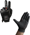 Nice Shot Trident Golf Glove with Power Grip Strips in Premium Black Cabretta Leather