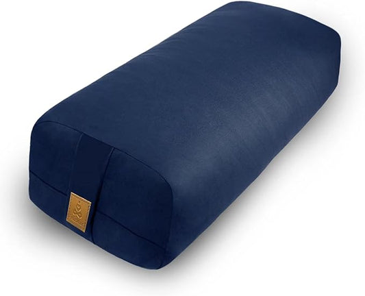 Yoga Bolster (26x10.5x5.5 in) Supportive Yoga Cushion for Restorative Yin Yoga Accessories Rectangular Bolster for Stretching Meditation Pillow 100% Organic Cotton Removable Washable Cover-FlexoryFit
