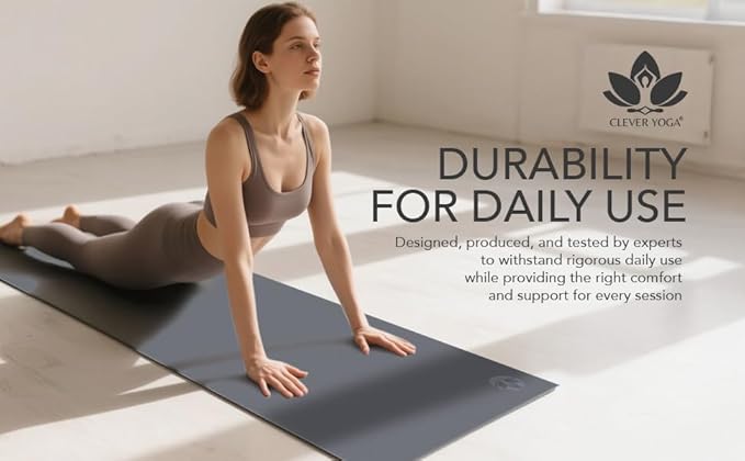 Clever Yoga - 7 Piece Yoga Kit for Women & Men, 6mm Cushioned Mat, 2 Blocks, Strap, Mat and Hand Towels & Carrying Bag - Starter Yoga Set, Accessories & Equipment for Home Workout-FlexoryFit