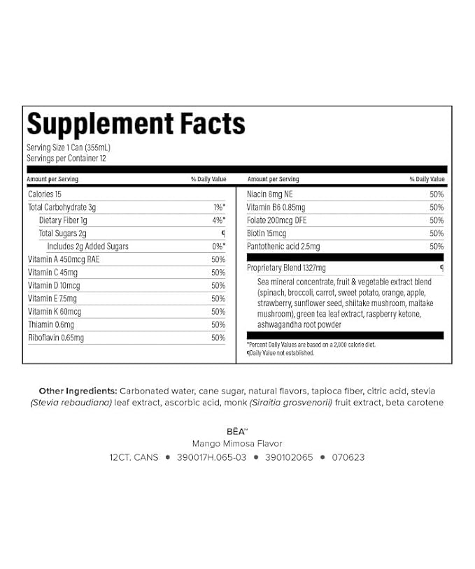 Isagenix BĒA™ Sparkling Energy Drink – Botanical Energy + Adaptogens – Mango Mimosa (12 Servings)-FlexoryFit