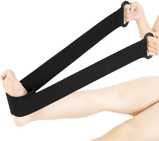 ZJchao Stretching Strap Yoga Strap, Foot Drop Fascitis Plantar Ankle Training Belt, Exercise Strap, Black, OK Cloth-FlexoryFit