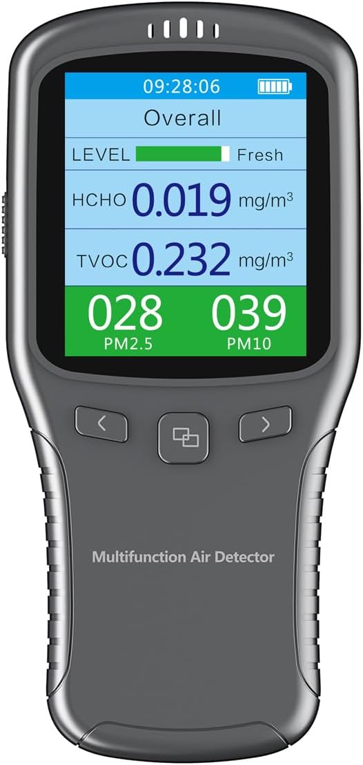 Indoor Air Quality Monitor, IGERESS Formaldehyde Detector, Pollution Monitor,Dust Tester, Detect Indoor HCHO/TVOC/PM2.5/PM10 (Gray)