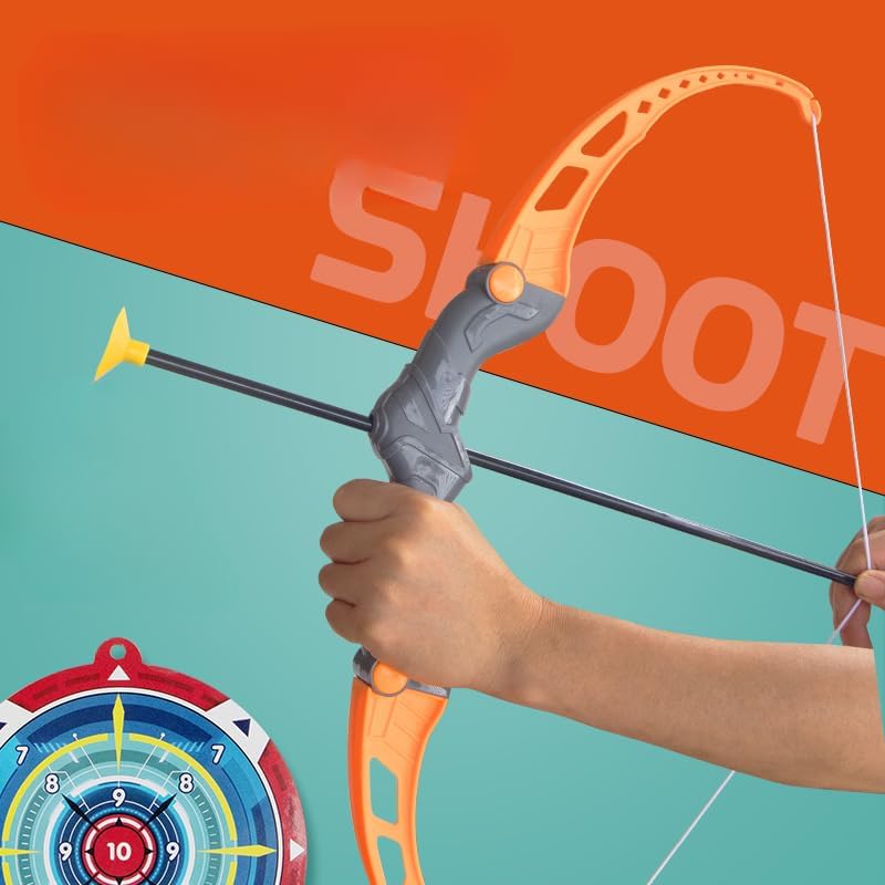 Kids Bow and Arrow Set Age 4-6 | Outdoor Toy with 8 Safety Arrows|Blue Orange Archery Gift for Boys Girls Birthday Party (Orange)