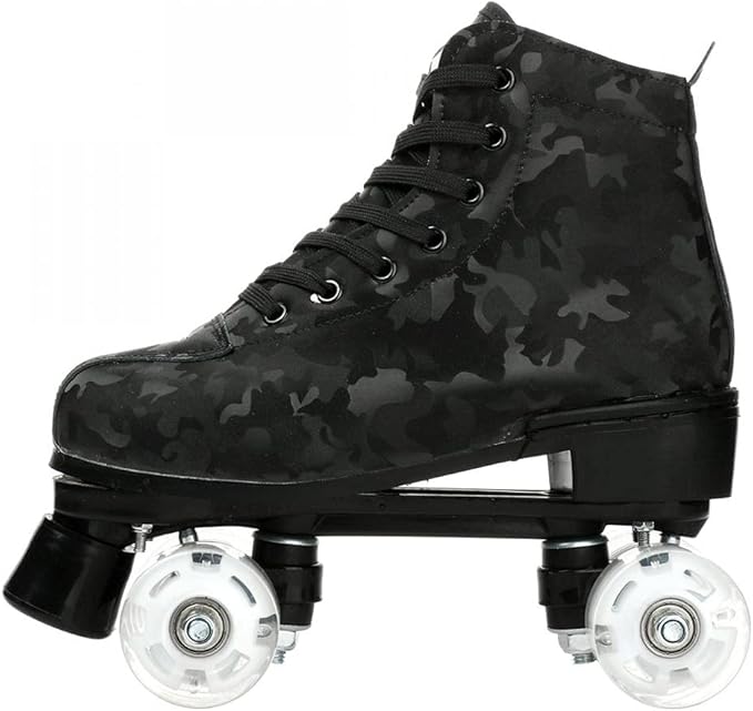 Roller Skates for Women and Men Cowhide High-Top Shoes Classic Double-Row Roller Skate Four-Wheel Roller Skates for Men Girls Unisex Christmas-FlexoryFit