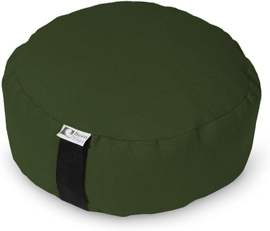Bean Products Zafu Meditation Pillows for Sitting on Floor, Yoga Cushion, Cotton/Buckwheat Fill Yoga Pillow, Zafu Meditation Cushion, Zen Kneeling Prayer Pad- Made in USA - 14" Round - Earth-FlexoryFit