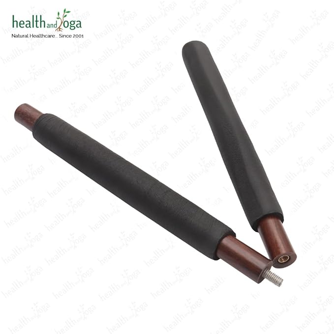 HealthAndYoga™ StretchNHeal Collapsible Multi-Use Wooden Yoga Stick - Regular and XL - Portable Posture Corrector Pole, Stretch Mobility Stick, Physical Workout Exercise Dowel-FlexoryFit