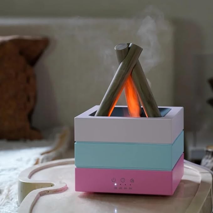 Flame Mist Flames Humidifier Essential Oil Diffuser, Bonfire Aroma Diffuser Fireplace Flame Humidifier with Remote, Cool Mist Aromatherapy Machine Night Light for Large Room Bedroom Office