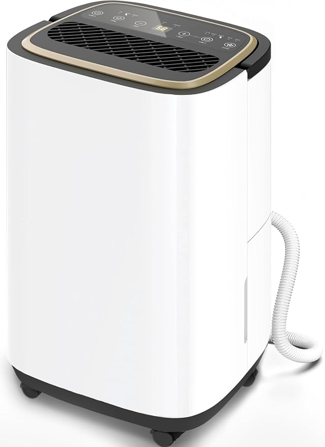 4500 Sq.Ft Dehumidifier for Basement with Drain Hose, 50 Pint Large Best Compressor Dehumidifiers for Home or Garage, Continuous Dehumidifying Features Humidity Display, 24H Timer and Child Lock
