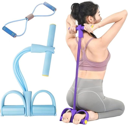 6 Tube Pedal Ankle Puller with 8 Shape Resistance Band, Fitness Resistance Bands for Women, Exercise Bands with Handles, Workout Bands for Abdomen, Waist, Leg, Hip-FlexoryFit