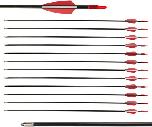 LWANO 28" Fiberglass Arrows - Archery Practice Target Arrows with Blunt Tips Durable Shaft for Youth Kids Children Beginners on Recurve&Long Bows(Pack of 12)