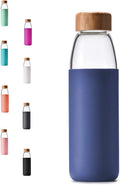 veegoal 18 Oz Borosilicate Glass Water Bottles with Bamboo Lid, BPA-FREE, Non-Slip Silicone Sleeve, and Stainless Steel Leak Proof Lid - Reusable Glass Bottle for Men and Women