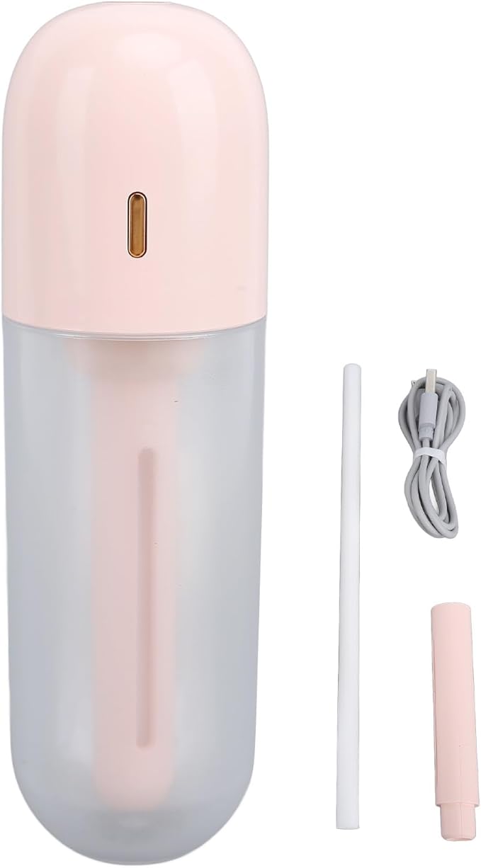 Asixxsix Mini Portable Humidifier, 100ml Cool Mist, USB Rechargeable, Travel Personal Humidifier for Office, Bedroom, Quiet (Pink)