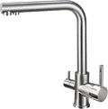 HUAHUALALA Kitchen Sink Faucet with 2 Handle 3 in 1 Water Filter Purifier Swivel Faucets, Brass Drinking Water Faucet Reverse Osmosis Faucet,Brushed Nickel
