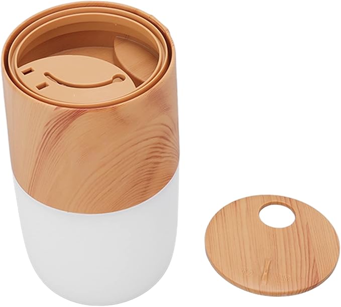 Portable Mist Humidifier, 300ml Capacity Personal Air Humidifier with Timing Function, Jellyfish Shaped Spray Mist, Mobile Using Office Humidifier with Colorful Night Light for(Light Wood Color)
