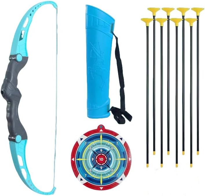 Kids Bow and Arrow Set, Toys Archery with Suction Cup Arrows & Target, Safety Archery Set for Age 3 4 5 6Year Old Boys Girls, Birthday Gifts for Kids (Blue)