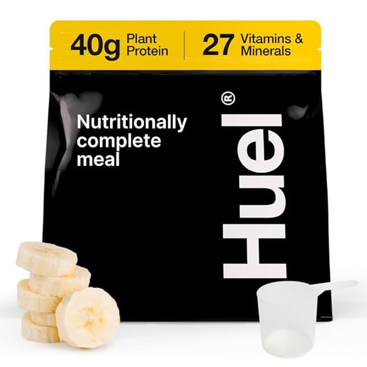Huel Black Edition | Banana 40g Vegan Protein Powder | Nutritionally Complete Meal | 27 Vitamins and Minerals, Gluten Free | 17 Servings | Scoop not included to reduce plastic-FlexoryFit
