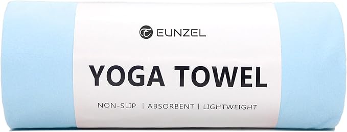 Eunzel Hot Yoga Towel Non Slip Yoga Mat Towel Non-Slip Sweat Absorbent Towel for Hot Yoga, Pilates and Workout 72" x 26.5", Blue-FlexoryFit