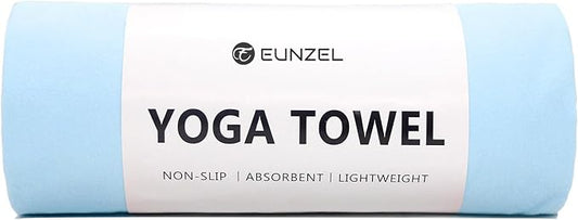 Eunzel Hot Yoga Towel Non Slip Yoga Mat Towel Non-Slip Sweat Absorbent Towel for Hot Yoga, Pilates and Workout 72" x 26.5", Blue-FlexoryFit