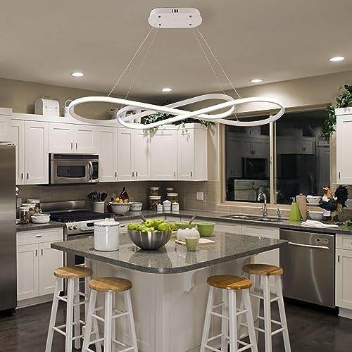 Led Pendant Lights for Kitchen Island Pendant Light Dining Room Chandelier Light Fixture, Dimmable Modern Led Chandelier,Adjustable Height Music Note Shape Modern Ceiling Light Fixture