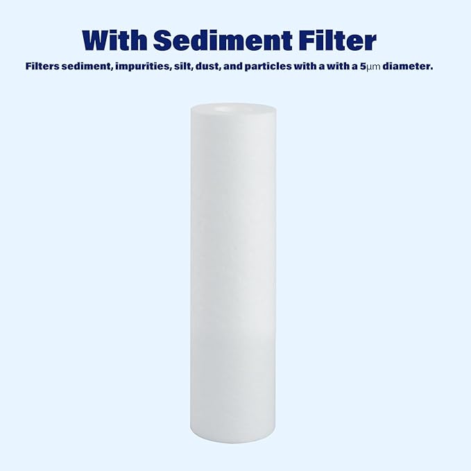 Whole House/RV Water Filter Housing Clear, 10" X 2.5" Inline Sediment Water Filter for RV, Home, Garden, Aquarium, 3/4" G Brass Port, R-Type O-Ring, Heavy Duty Bracket, with PP Filter - 1025CBP