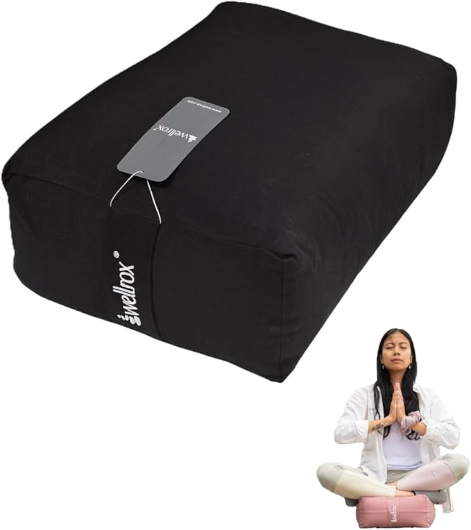 Rectangular Yoga Bolster Pillow, 18" x 12" x 6", Pink Cotton-FlexoryFit