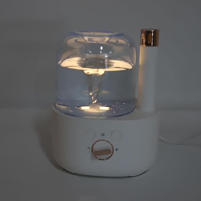 Waterspout Aroma Humidifier, Multifunctional One Piece Design Mute 5V 6W USB Essential Oil Diffuser for Car Office Room Bedroom(White)