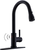 WEWE Black Kitchen Faucet, Touchless Kitchen Faucet with Pull Down Sprayer - Matte Black Single Handle Kitchen Faucets Hands-Free Activated Stainless Steel Kitchen Sink Faucet