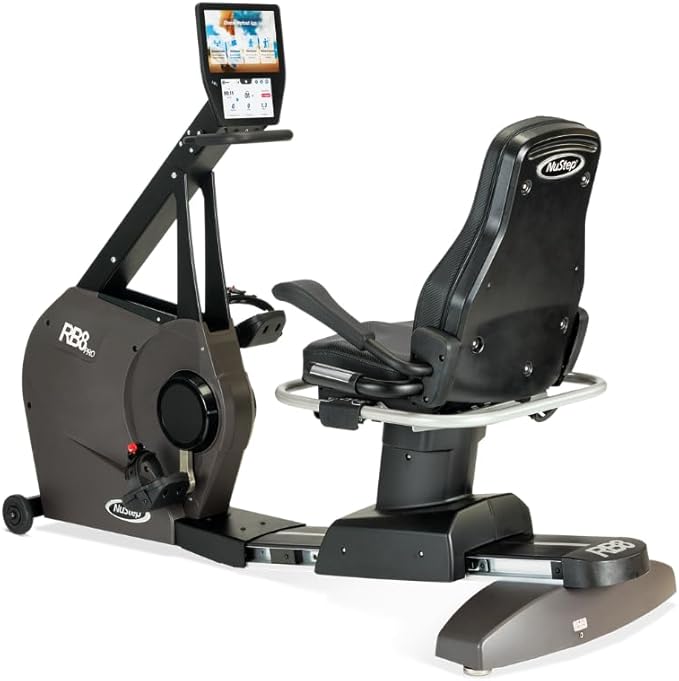 RB8MAX Recumbent Exercise Bike, Gray, Low-Impact Exercise, 360-Degree Swivel Seat, Engaging Programs Including Measuring Imbalances, & Compatible with Free NuStep Wellness App-FlexoryFit
