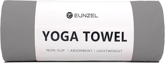 Eunzel Hot Yoga Towel Non Slip Yoga Mat Towel Non-Slip Sweat Absorbent Microfiber Towel for Hot Yoga, Pilates and Workout 72" x 26.5", Dark Grey-FlexoryFit