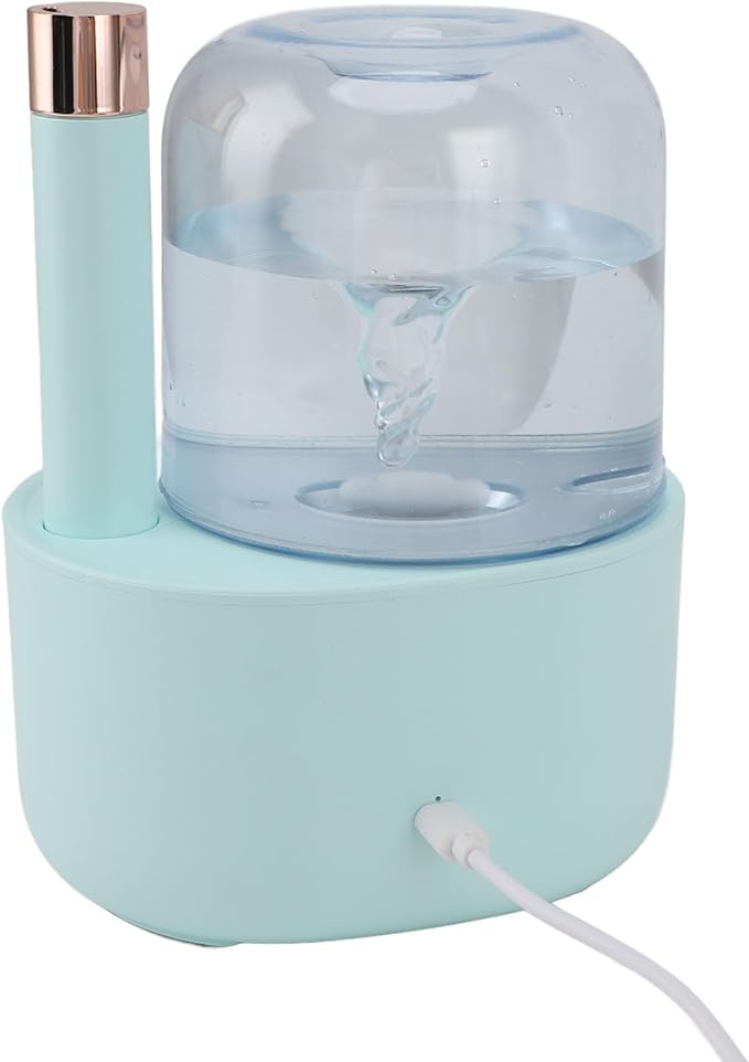 Waterspout Aroma Humidifier, Multifunctional One Piece Design Mute 5V 6W USB Essential Oil Diffuser for Car Office Room Bedroom(Green)