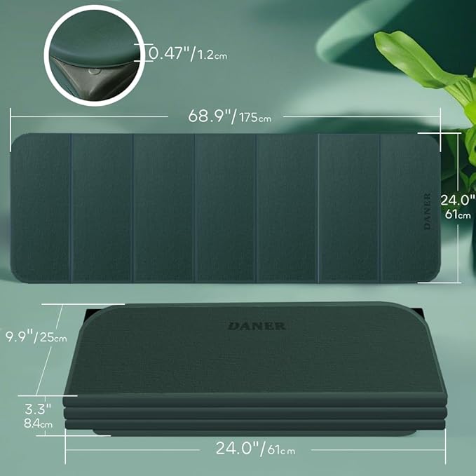 Foldable Yoga Mat 12mm Extra Thick Joint Protection,Portable Design for Travel/Pilates/Board/Camping,Environmental Sports Mat Non-Slip Gym Mat,Odorless POE Material-FlexoryFit