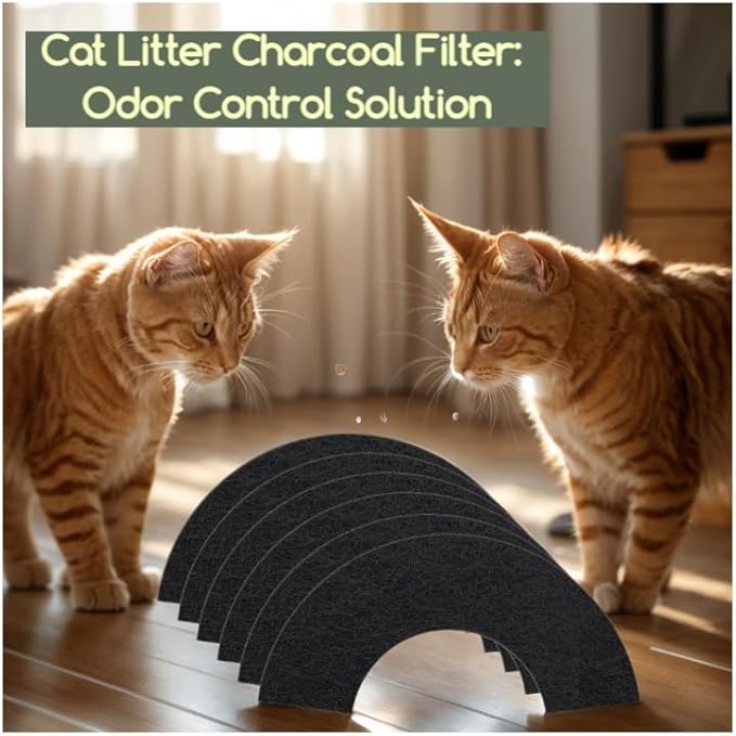 6 Pack Carbon Filters Compatible with Model LR 4, Cat Litter Box Filters Replacement to Absorb Odors from Pets, Keep Your Home Clean and Fresh