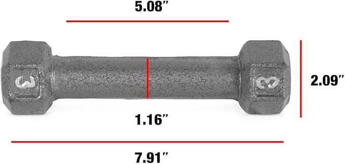 WF Athletic Supply Cast Iron Solid Hexagon Gray/Black Dumbbells, Strength Training Free Weights Set of 2 for Women and Men, Hand Weights Sold by Pairs, Multi-Select Size Options Available-FlexoryFit