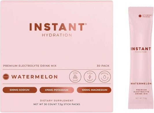 Instant Hydration Electrolytes Powder Packets - Watermelon Electrolyte Drink Mix - Zero Sugar - Keto, Vegan, Gluten-Free, Non-GMO - Boost Recovery, Brain Health, Muscle & Tissue Support- 30 Sticks-FlexoryFit