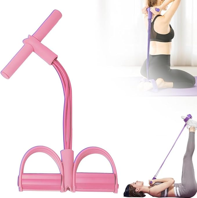 21 Fitness Resistance Bands-6 Tube Pedal Ankle Puller | 2025 Upgrade 6-Level Elastic Exercise Bands with Yoga Pedal | Natural Latex Workout Equipment for Sit Up/ABS/Leg Training (Women & Men)-FlexoryFit