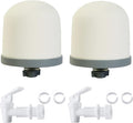 HUI NING Replacement Ceramic Dome Water Filter and Faucet Kit for Countertop,Household Water Bucket, Water Cooler Filtration Systems Water Pitcher (2 Dome Filters & 2 White Taps)