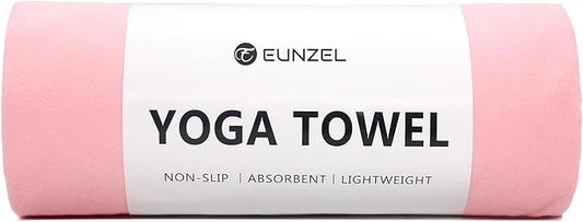 Eunzel Hot Yoga Towel Non Slip Yoga Mat Towel Non-Slip Sweat Absorbent Microfiber Towel for Hot Yoga, Pilates and Workout 72" x 26.5", Pink-FlexoryFit