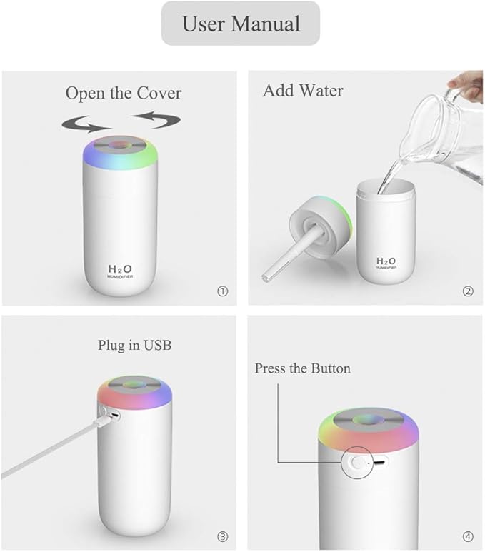 Baby Humidifier, 350ml Small Humidifier for bedroom, desk, travel, plants (White)