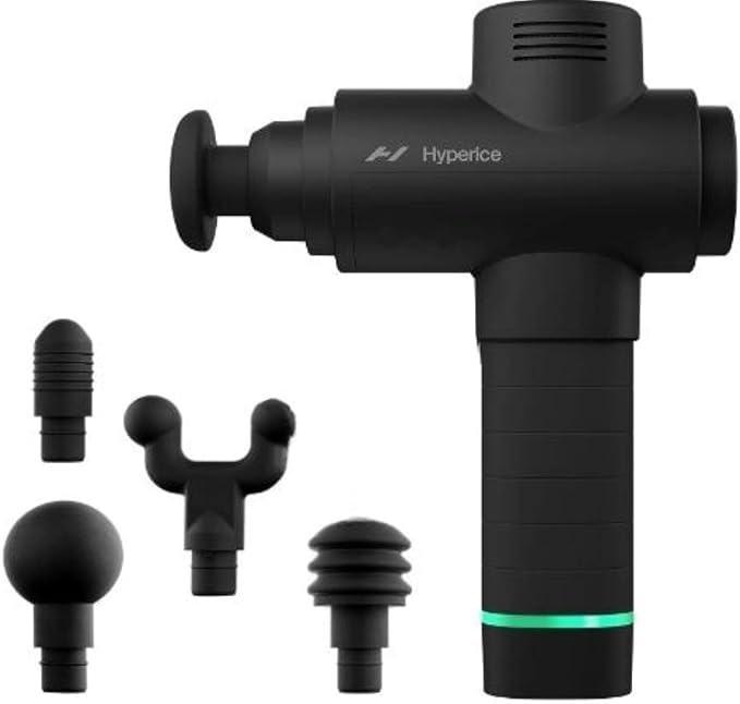 Hyperice Hypervolt 2 Black - Featuring Quiet Glide Technology - Handheld Percussion Massage Gun | 3 Speeds, 5 Interchangeable Heads | Helps Relieve Sore Muscles and Stiffness |FSA and HSA-FlexoryFit