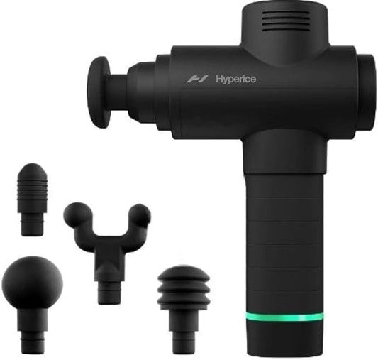 Hyperice Hypervolt 2 Black - Featuring Quiet Glide Technology - Handheld Percussion Massage Gun | 3 Speeds, 5 Interchangeable Heads | Helps Relieve Sore Muscles and Stiffness |FSA and HSA-FlexoryFit
