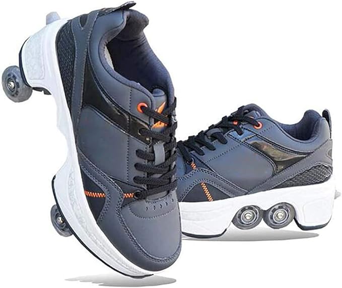 Double-Row Deform Wheel Automatic Walking Shoes Invisible Deformation Roller Skate 2 in 1 Removable Pulley Skates Skating Parkour-FlexoryFit