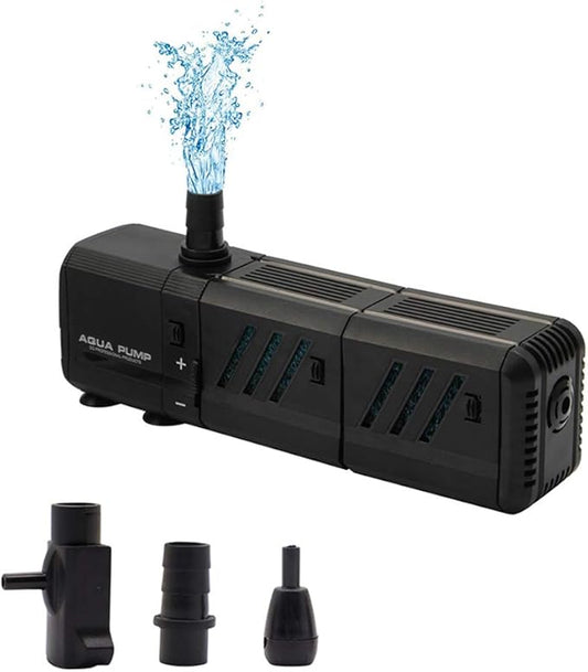 MQ 210GPH Submersible Water Pump (800L/H, 8W) with Filters and Water Nozzles, Ultra Quiet for Aquarium, Fish Tank, Pond, Fountain, Hydroponics