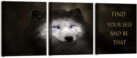 3 Panels Wolf Picture Motivational Wall Art Inspirational Canvas Painting Pictures Modern Entrepreneur Quotes Posters Prints Artwork for Home Office Decor House Decorations Class Room School to Hang-FlexoryFit