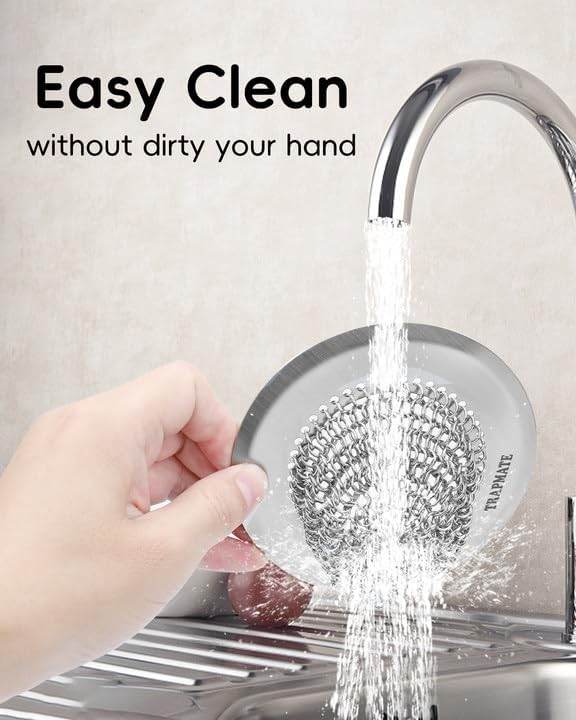 TRAPMATE Sink Drain Strainer, Easy Clean Kitchen Sink Strainer with Stopper, 304 Stainless Steel Sink Strainer Basket, Revolutionary Drain Stopper Kitchen Sink, Garbage Disposal Strainer for US Drain
