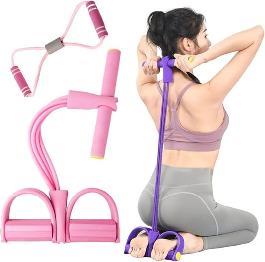 6 Tube Pedal Ankle Puller with 8 Shape Resistance Band, Fitness Resistance Bands for Women, Exercise Bands with Handles, Workout Bands for Abdomen, Waist, Leg, Hip-FlexoryFit