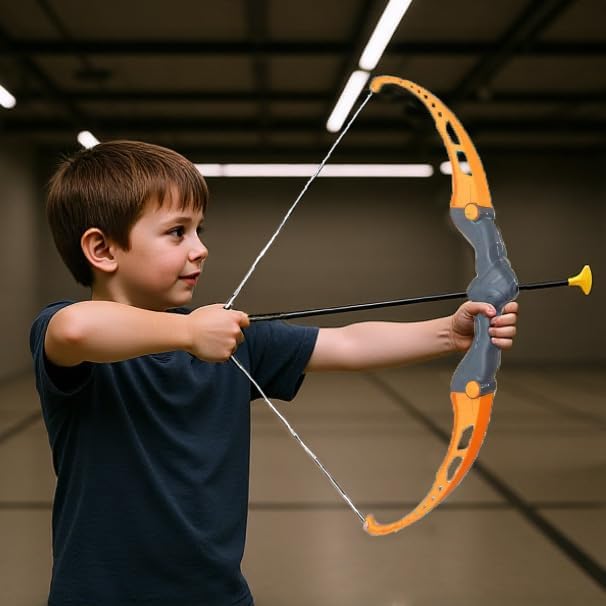 Kids Bow and Arrow Set Age 4-6 | Outdoor Toy with 8 Safety Arrows|Blue Orange Archery Gift for Boys Girls Birthday Party (Orange)