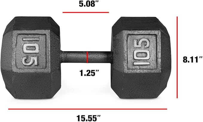 WF Athletic Supply Cast Iron Solid Hexagon Gray/Black Dumbbells, Strength Training Free Weights Set of 2 for Women and Men, Hand Weights Sold by Pairs, Multi-Select Size Options Available-FlexoryFit